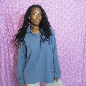 Eddie Bauer Men's long sleeve collared tee shirt in blue size XL.